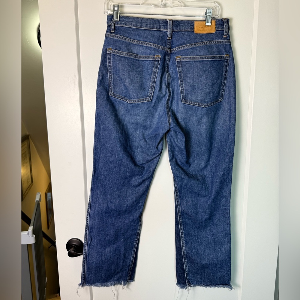 Everlane The Cheeky Bootcut Jean Two Tone Raw Hem High Waited Dark Wash Crop 28
